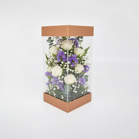 Cubic Transparent Flower Box – Modern PVC Display Box for Fresh Flowers ...