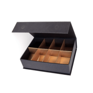 Royal Black Magnetic Chocolate Box – Premium Velvet Finish Gift Packaging
