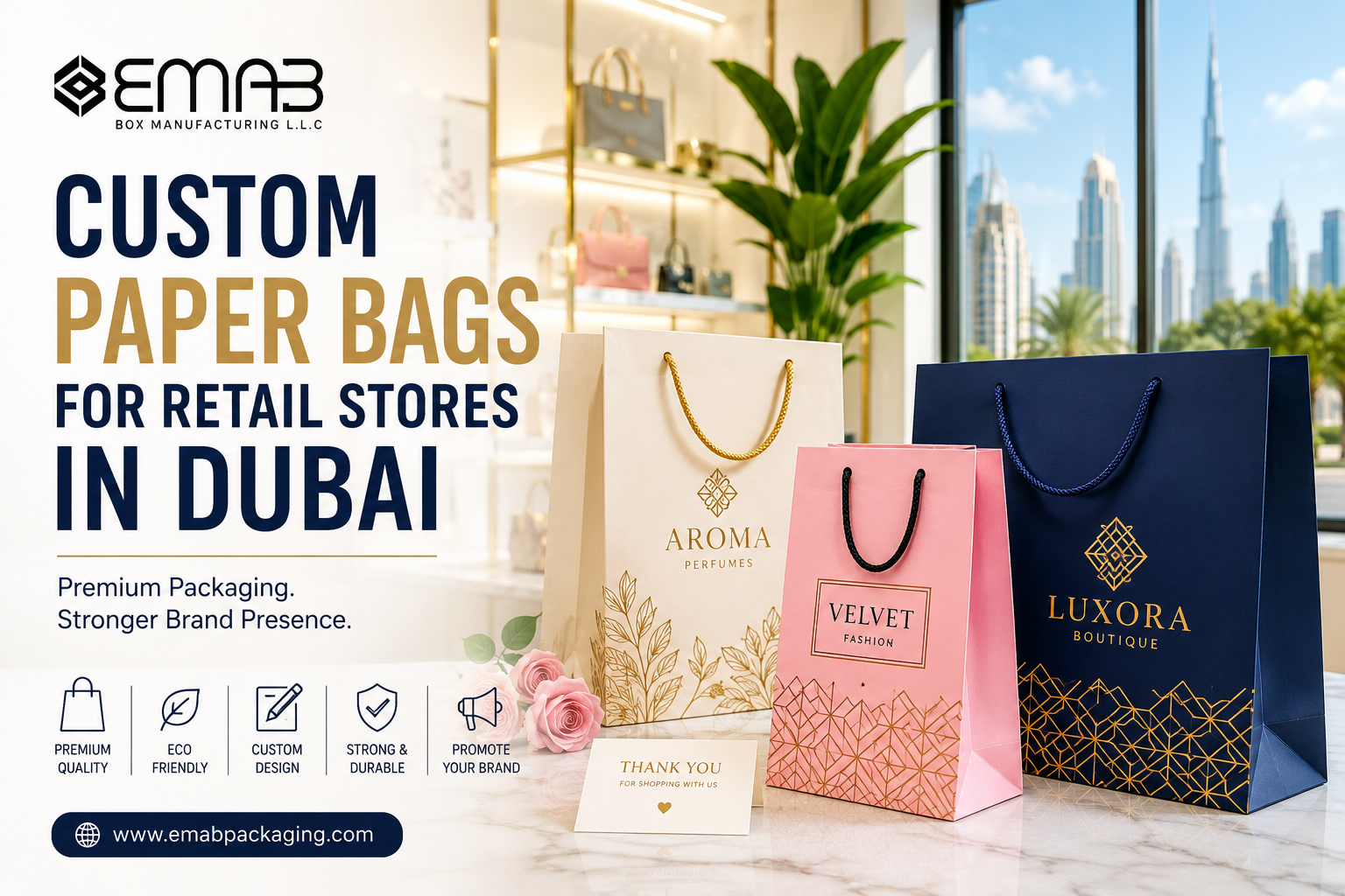 Custom Paper Bags for Retail Stores in Dubai - EMAB Packaging
